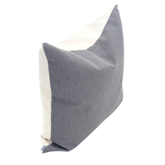 CUSHION - IRON GREY & COTTON WHITE