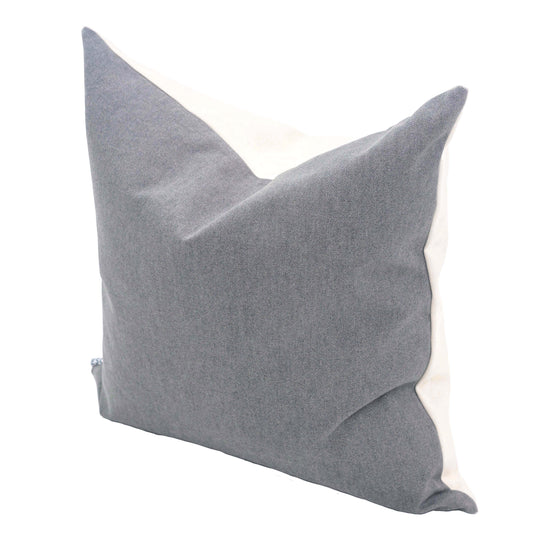 CUSHION - IRON GREY & COTTON WHITE